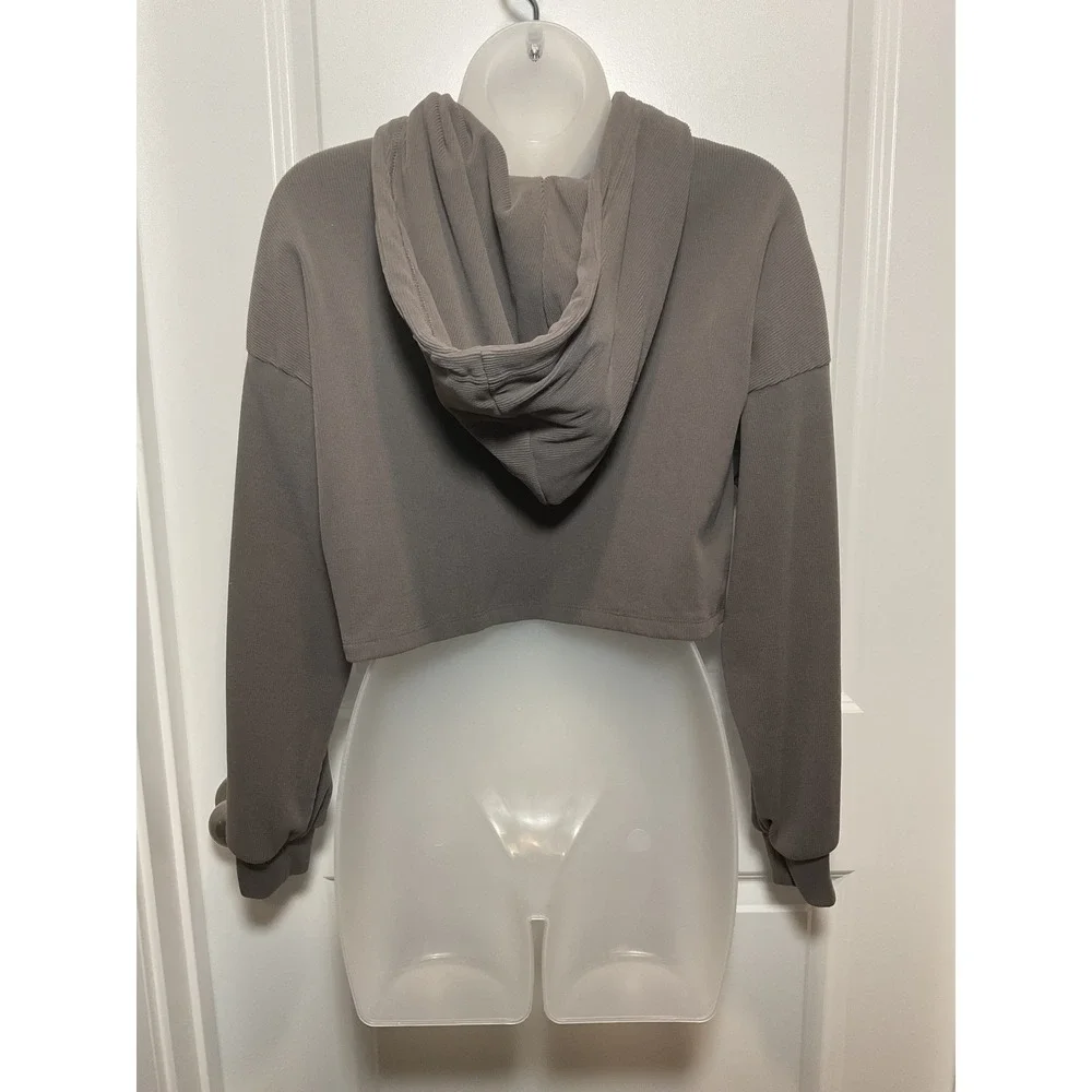 Wild Fable Gray Corduroy Cropped‎ Zip Up Hoodie Size M Womens Crop - Picture 3 of 10